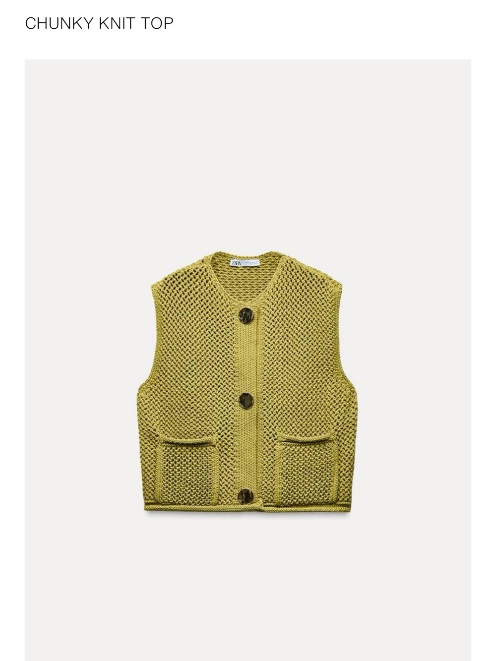 Zara chunky knit top. Pistachio. Large. NWT.